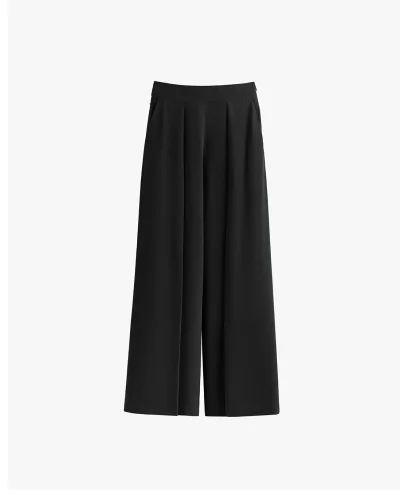 Silk Pleated Pant Black
