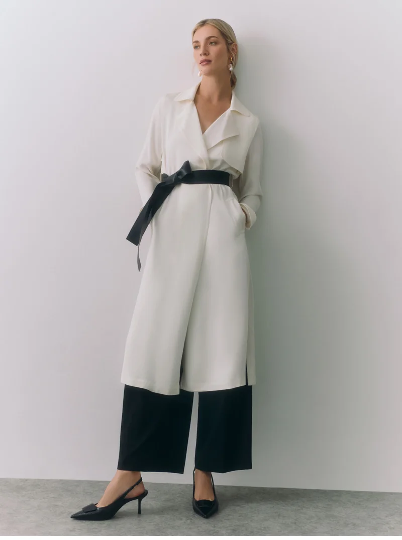 Silk Classic Trench White