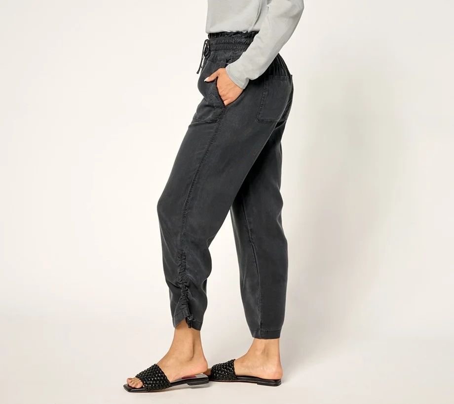 LOGO by Lori Goldstein Regular Ruched Ankle Pants