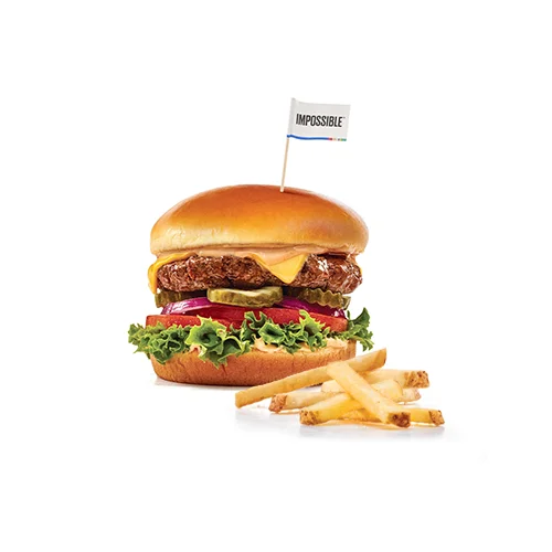 Impossible burger with fries