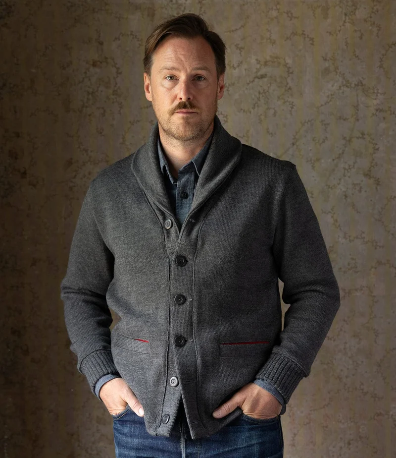Image of Dehen Shawl Neck Sweater Charcoal