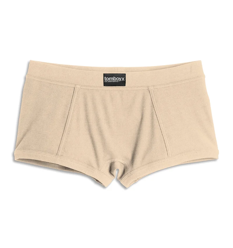 Image of Bamboo Rib Boy Shorts - Taupe