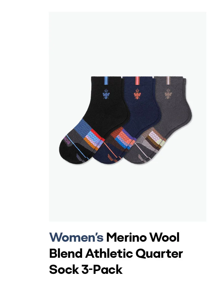 Women's Merino Wool Blend Athletic Quarter Sock 3-Pack