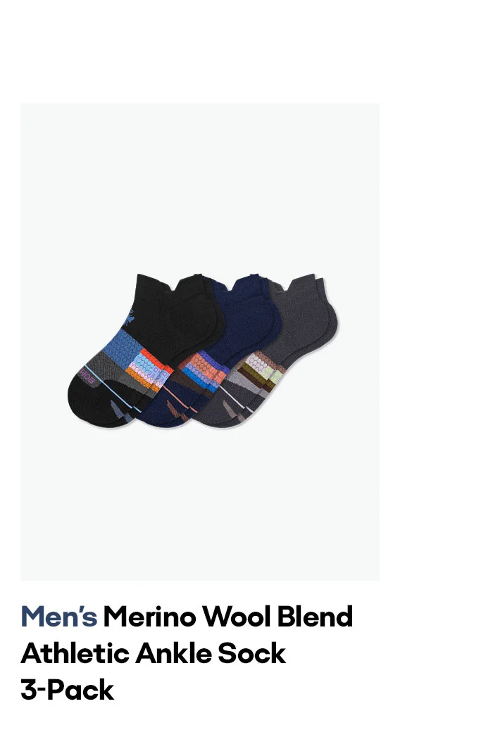 Men's Merino Wool Blend Athletic Ankle Sock 3-Pack