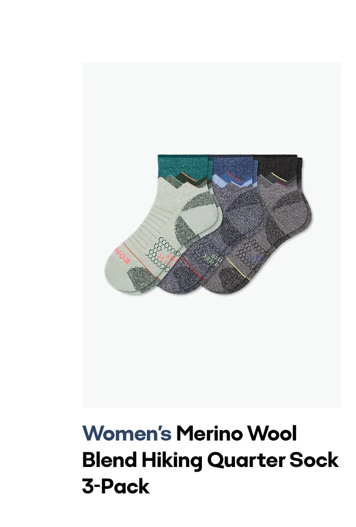 Women's Merino Wool Blend Hiking Quarter Sock 3-Pack