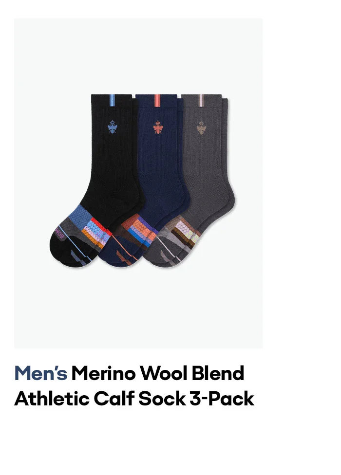 Men's Merino Wool Blend Athletic Calf Sock 3-Pack