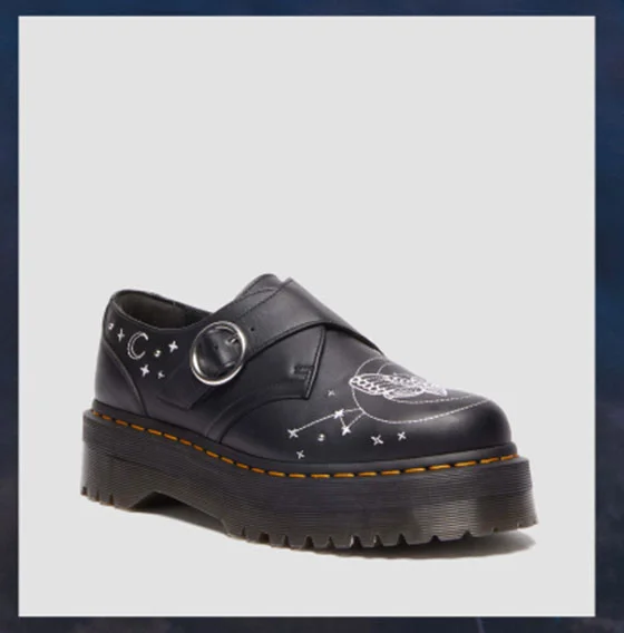 Monk Celestial Moth Platform Leather Shoes
