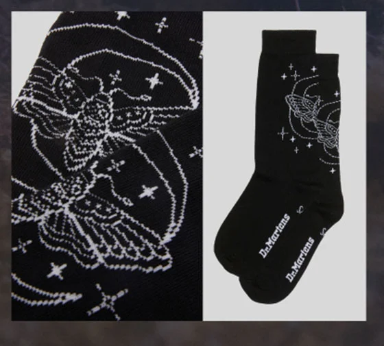 Celestial Moth Embroidered Socks