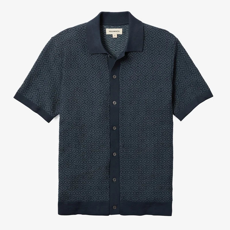 Image of Jacquard Button Front Polo