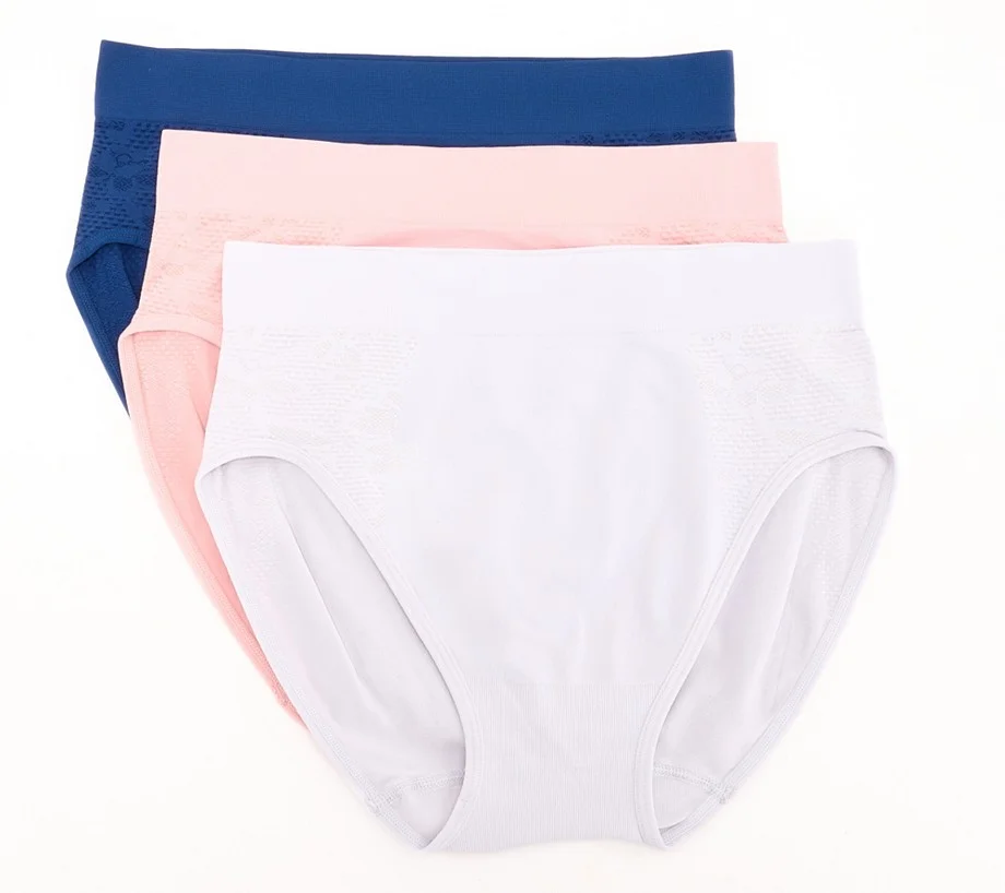 Breezies Seamless Lace Comfort Set of 3 Hi-Cut Panties