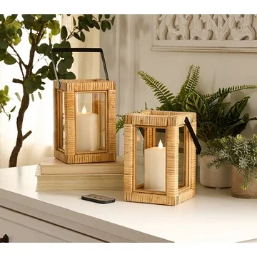 Mrs. H by Dee Hilfiger Set of 2 8" Rattan Lanterns