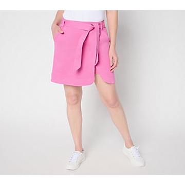 Isaac Mizrahi Live! Regular True Denim Skort w/ Self Tie Belt