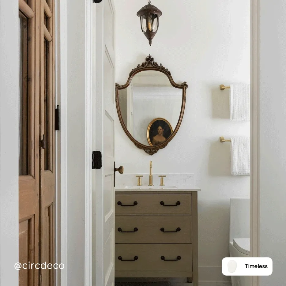 Bathroom before and after featuring Timeless