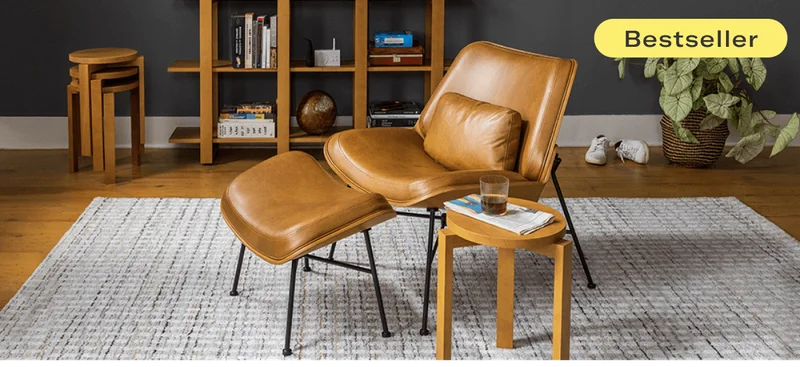 Vesper Leather & Wood Lounge Chair