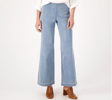 NYDJ Sculpt Her Denim Pull-On Teresa Wide-Leg Jeans- Crystalline