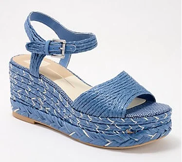 Dolce Vita Adjustable Wedge Sandals - Tiago  Size 10 Medium  Blue