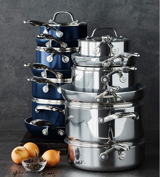 Greenpan™ Valencia Pro Cookware in Midnight Blue & Stainless Steel