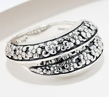 JAI Sterling Silver Heritage Texture Wrap Ring