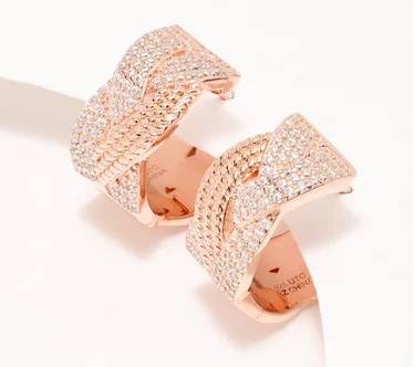 Diamonique x Kathy Levine Cornucopia Huggie Hoops, Sterling Silver