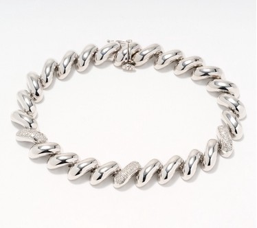 Accents by Affinity Pave 0.25 cttw San Marco Chain Bracelet, Sterl