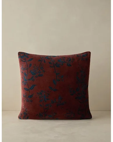 Carmine Velvet Pillow-Sangria / Square