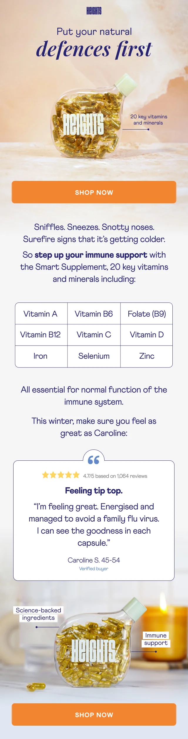 Sniffles. Sneezes. Snotty noses. Surefire signs that it’s getting colder. So step up your immune support with the Smart Supplement.