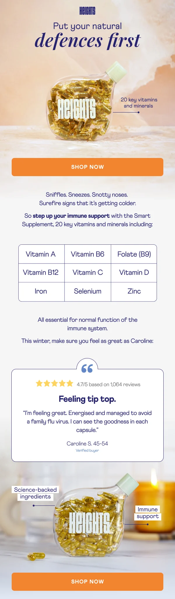 Sniffles. Sneezes. Snotty noses. Surefire signs that it’s getting colder.  So step up your immune support with the Smart Supplement.