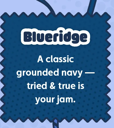 Blueridge. A classic grounded navy — tried & true is your jam.