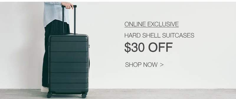 Shop $30 Off Suitcases Online Only!