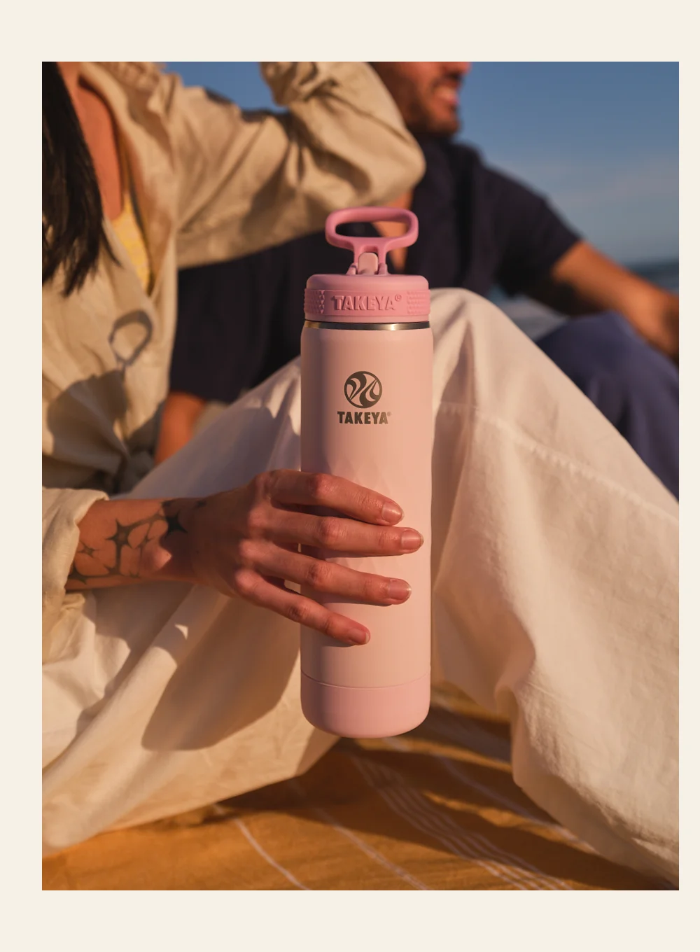 22oz Takeya Sport Water Bottle with Straw Lid - Peony