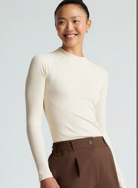 Contours Mock Neck Long Length Top