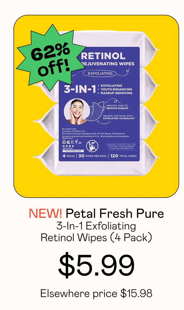 3-In-1 Exfoliating Retinol Wipes (4 Pack)
