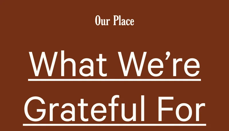 Our Place - What We're Grateful For