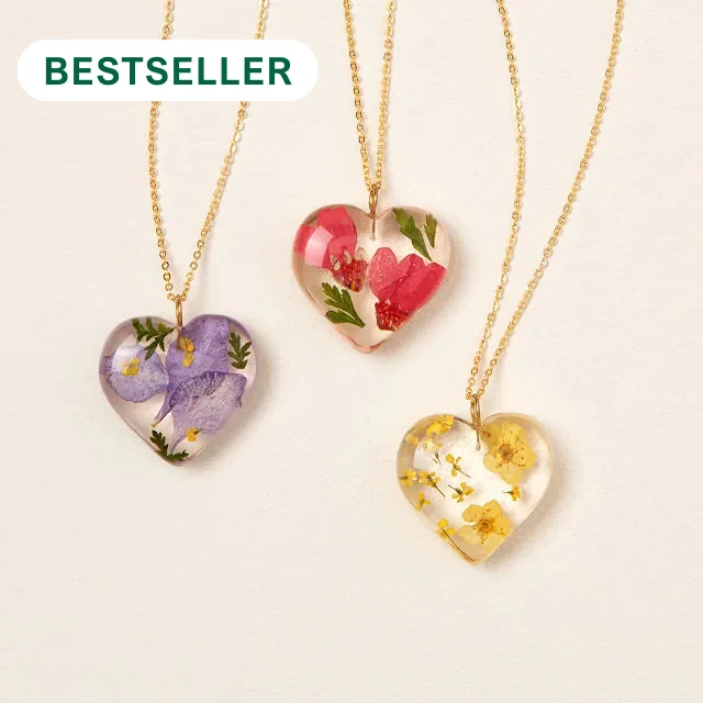 Birth Month Flower Heart Necklace