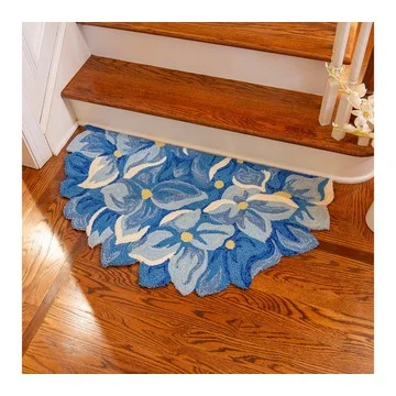 Plow & Hearth Half-Round Hydrangea Hand-Hooked Doormat