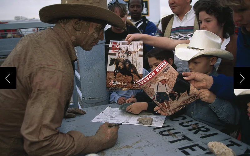 True grit covers clown Tob Smets, who's been saving cowboys from bulls for 22 years and doesn't flinch at the autograph table.