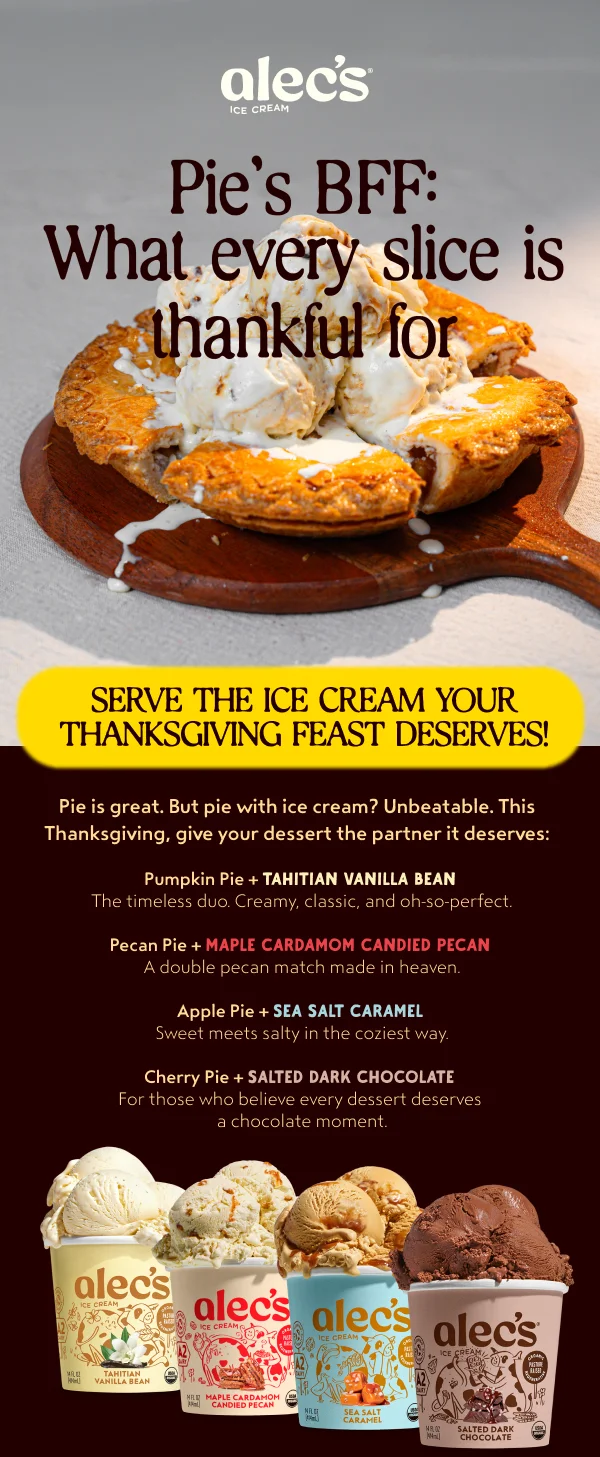 Alec's Ice Cream pairings with pies this thanksgiving holiday