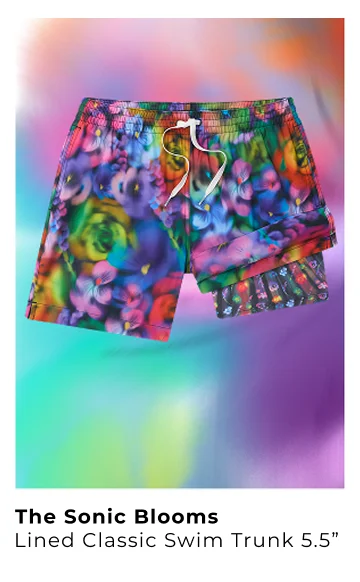 Lined Classic Swim Trunk: The Sonic Blooms 5.5"
