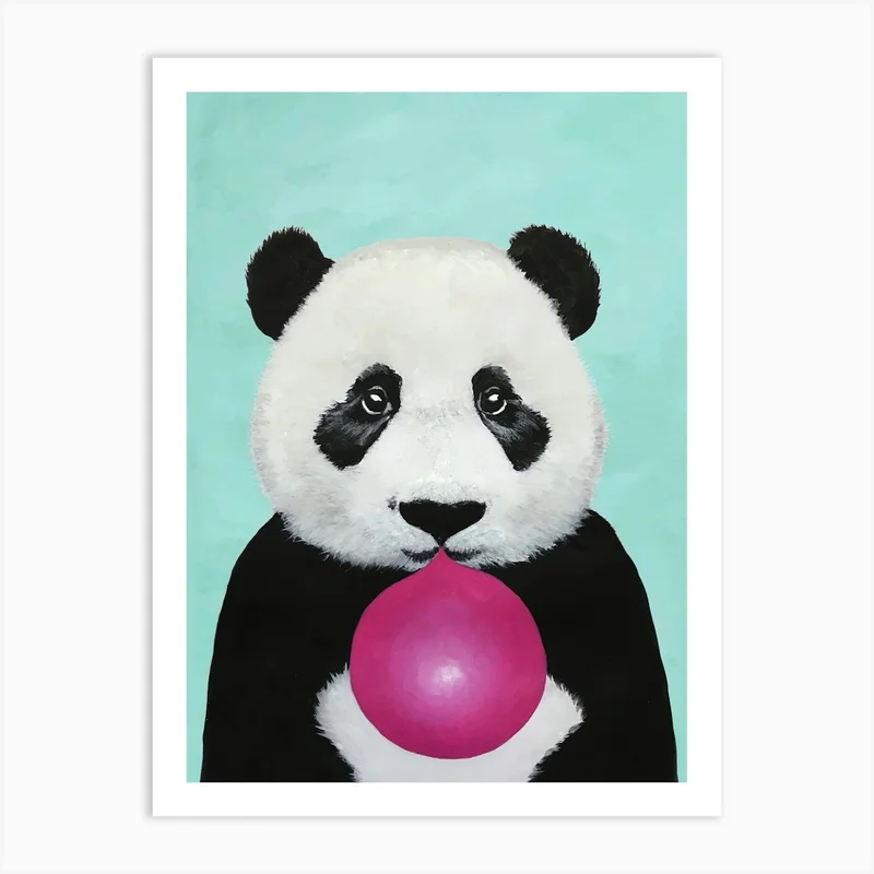 Image of Panda With Bubblegum Art Print