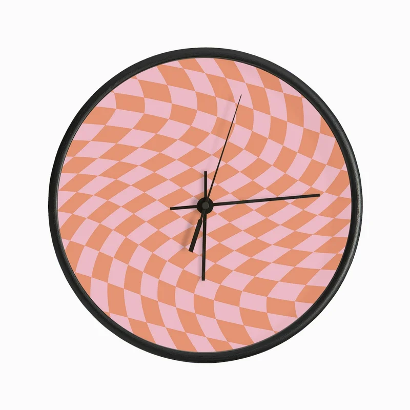 Image of Pink Orange Checker Clock