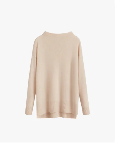 Single-Origin Cashmere Funnel Neck Sweater Beige