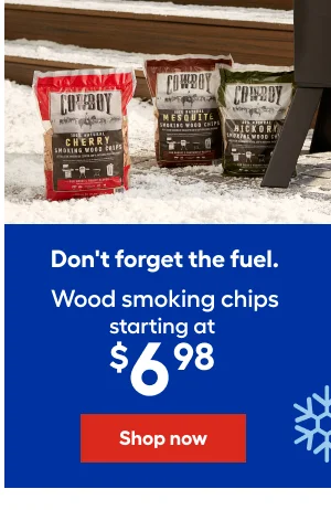 Don't forget the fuel. Wood smoking chips starting at $6.98
