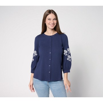 Belle by Kim Gravel Slub Knit Summer Rose Blouse