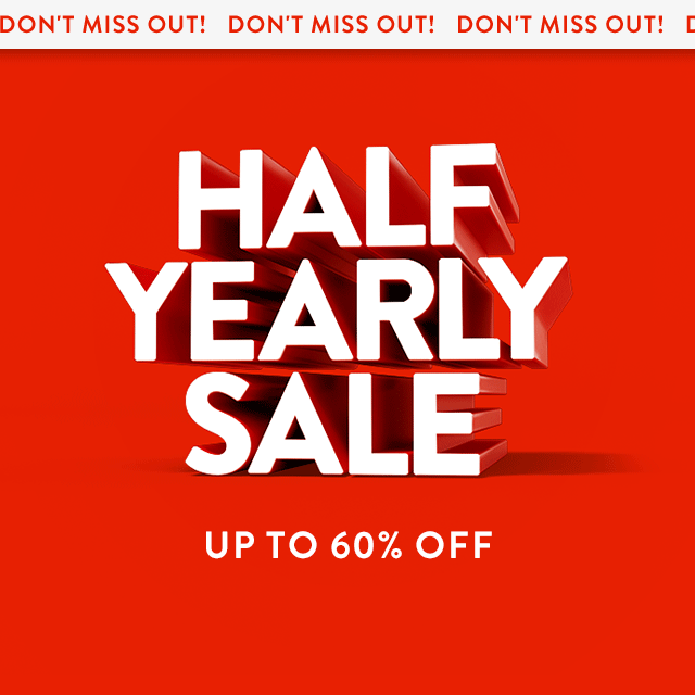 Half-Yearly Sale: up to 60% off.