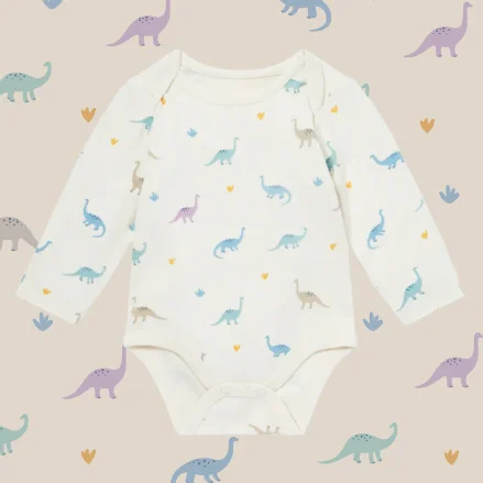 Dino Print Long Sleeve Bodysuit