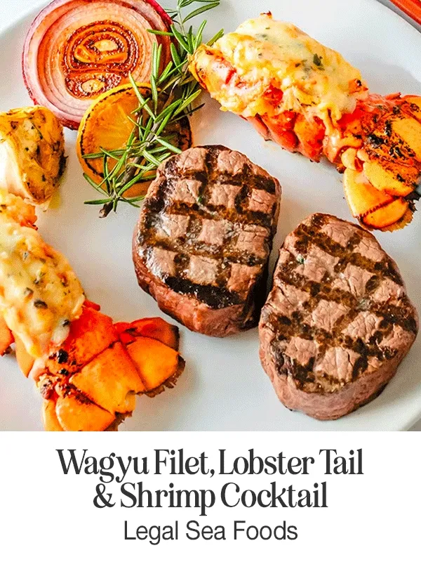 Wagyu Filet, Lobster Tail & Shrimp Cocktail