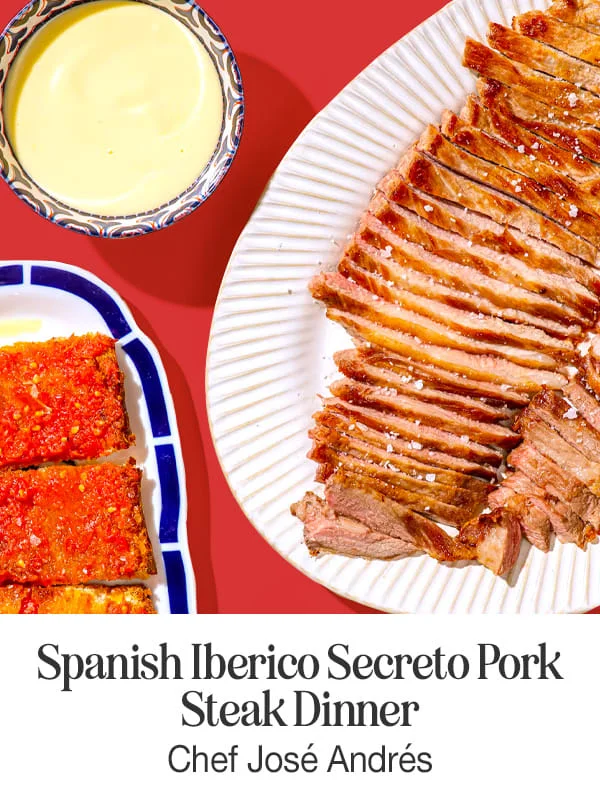 Spanish iberico secreto pork steak dinner
