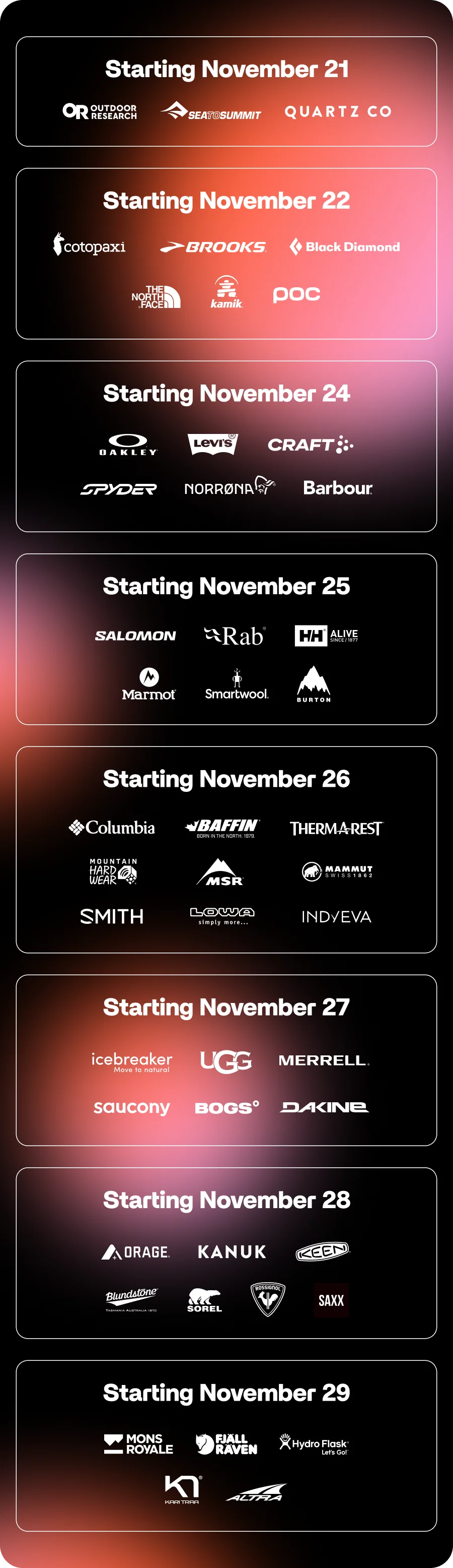 Black Friday Calendar Black Friday Calendar