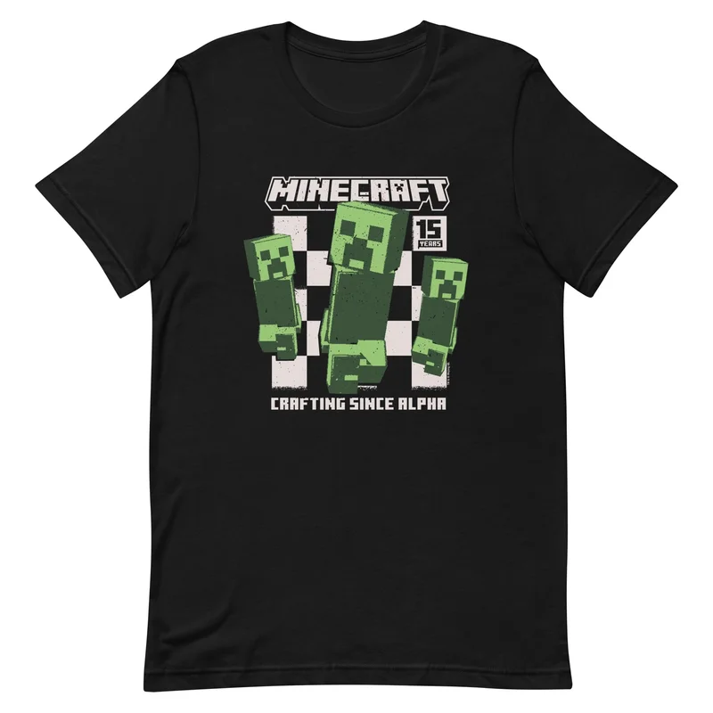 Image of Minecraft 15th Anniversary Checkered Creeper Adult T-Shirt