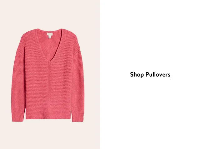 A pink V-neck sweater.